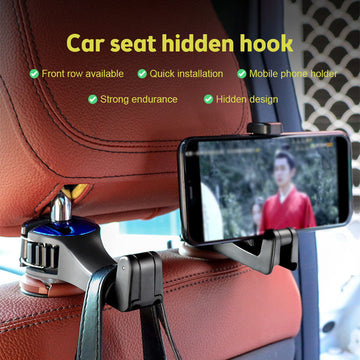 2 in 1 Car Headrest Hook (Car Hook + Mobile Phone Holder) | 1 Pair